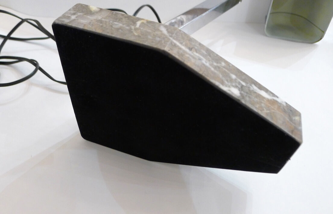 Office Art Deco lamp, chrome metal, & base marble, 1930 s