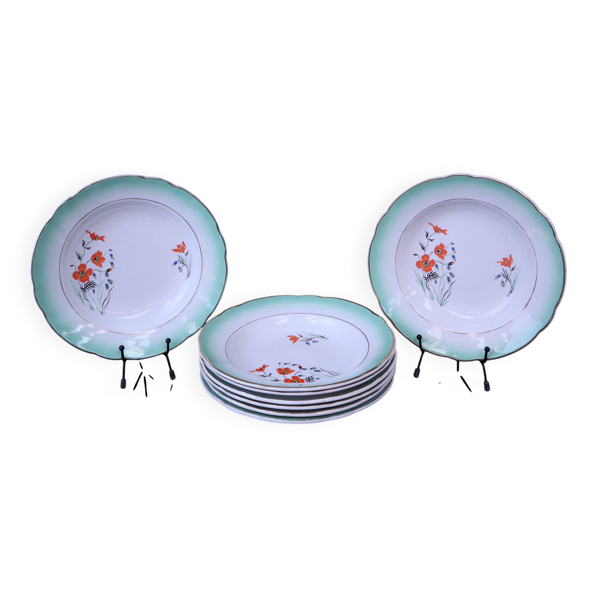 Set of 8 deep plates Sarreguemines "Barèges"