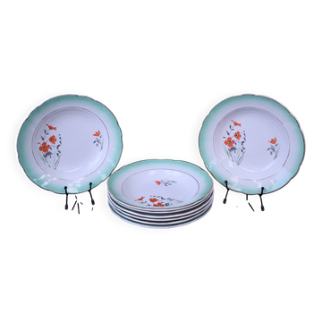 Set of 8 deep plates Sarreguemines "Barèges"
