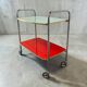 Vintage red mint and blue rolling table/bar cart/tea cart.