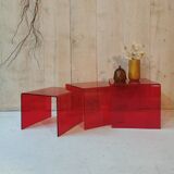 Red plexiglass nesting tables