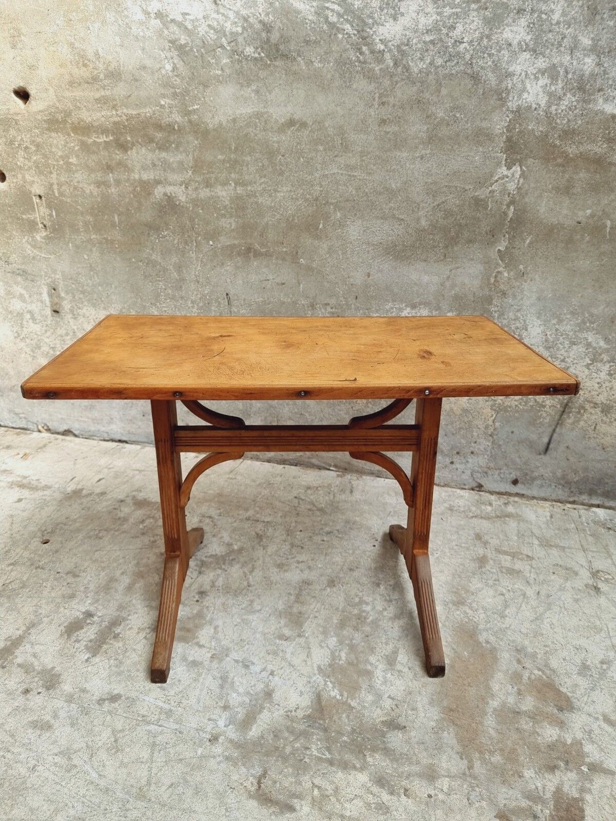 Antique bistro table beech side table or work table