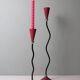 Pair of candlesticks, ceramic, metal and chrome, 1980s