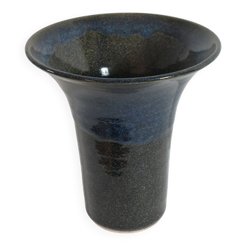 Vase en céramique signé d'artiste vintage du milieu du siècle