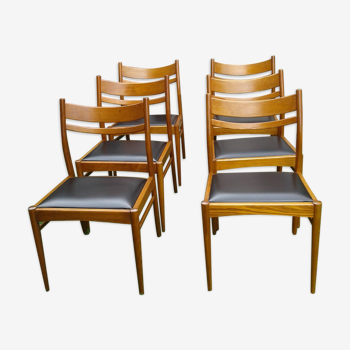 Ensemble de 6 chaises vintage en frêne