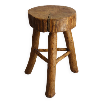 Brutalist tripod stool, folk art 50s/60s