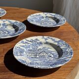 Set of 5 blue English plates D23