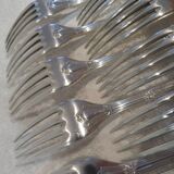12 silver-plated table forks by Christofle Rubans
