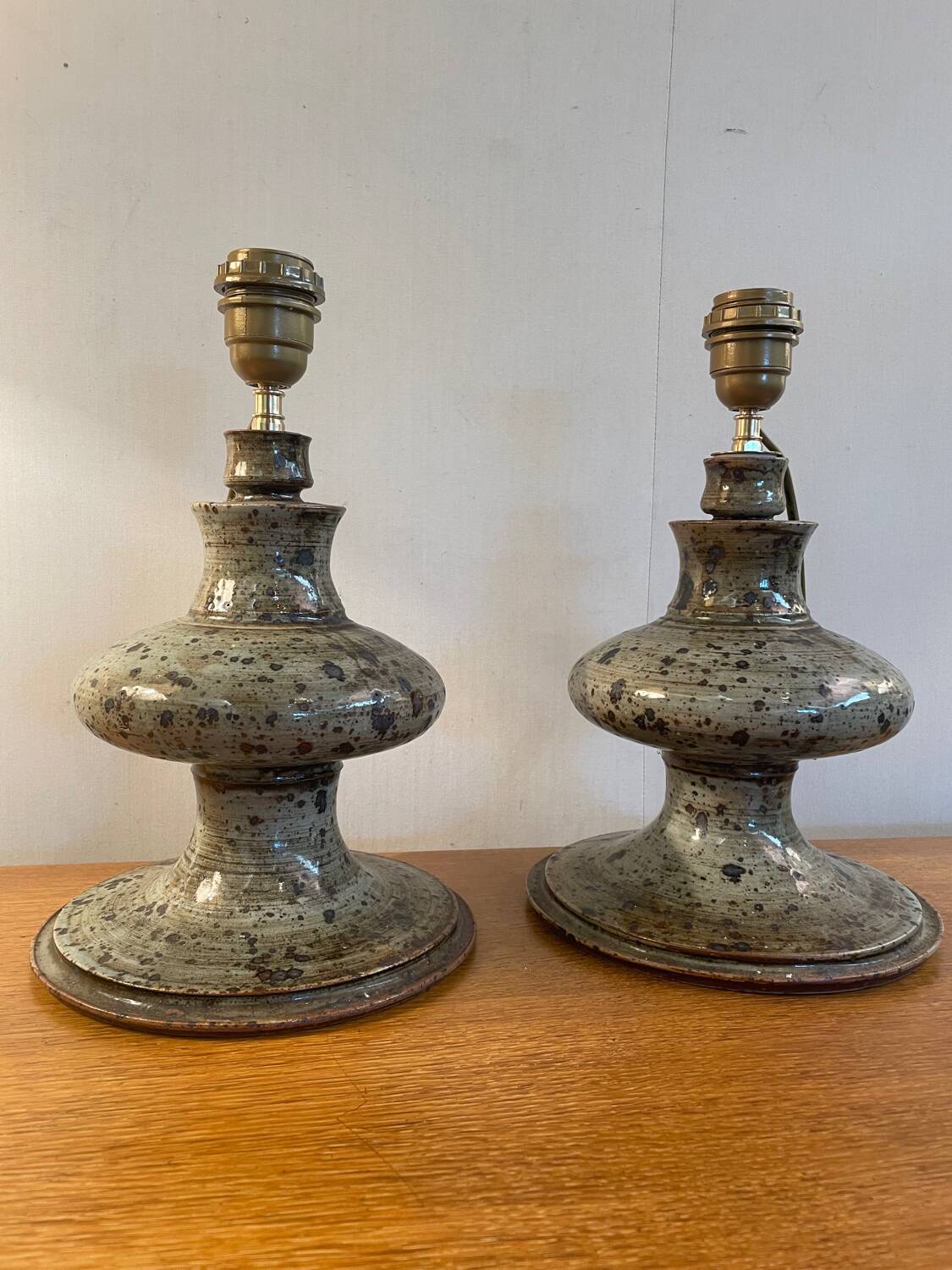 Pair of vintage 1970s stoneware lamps
