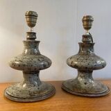 Pair of vintage 1970s stoneware lamps