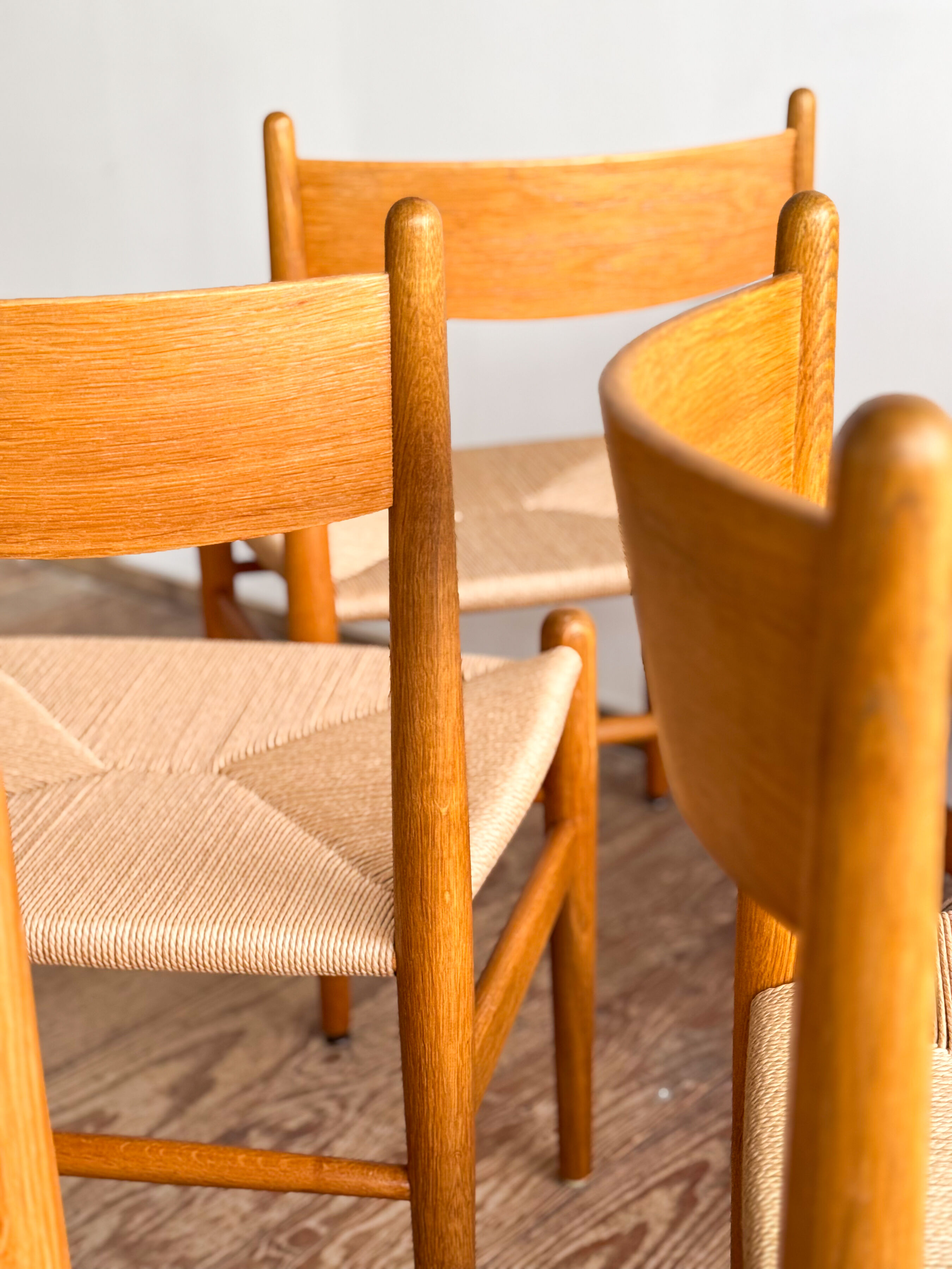 Ensemble de 6 chaises CH36 de Hans J. Wegner en chêne, corde danoise