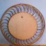 Vintage 1960s rattan sun mirror