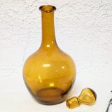 Amber blown glass carafe