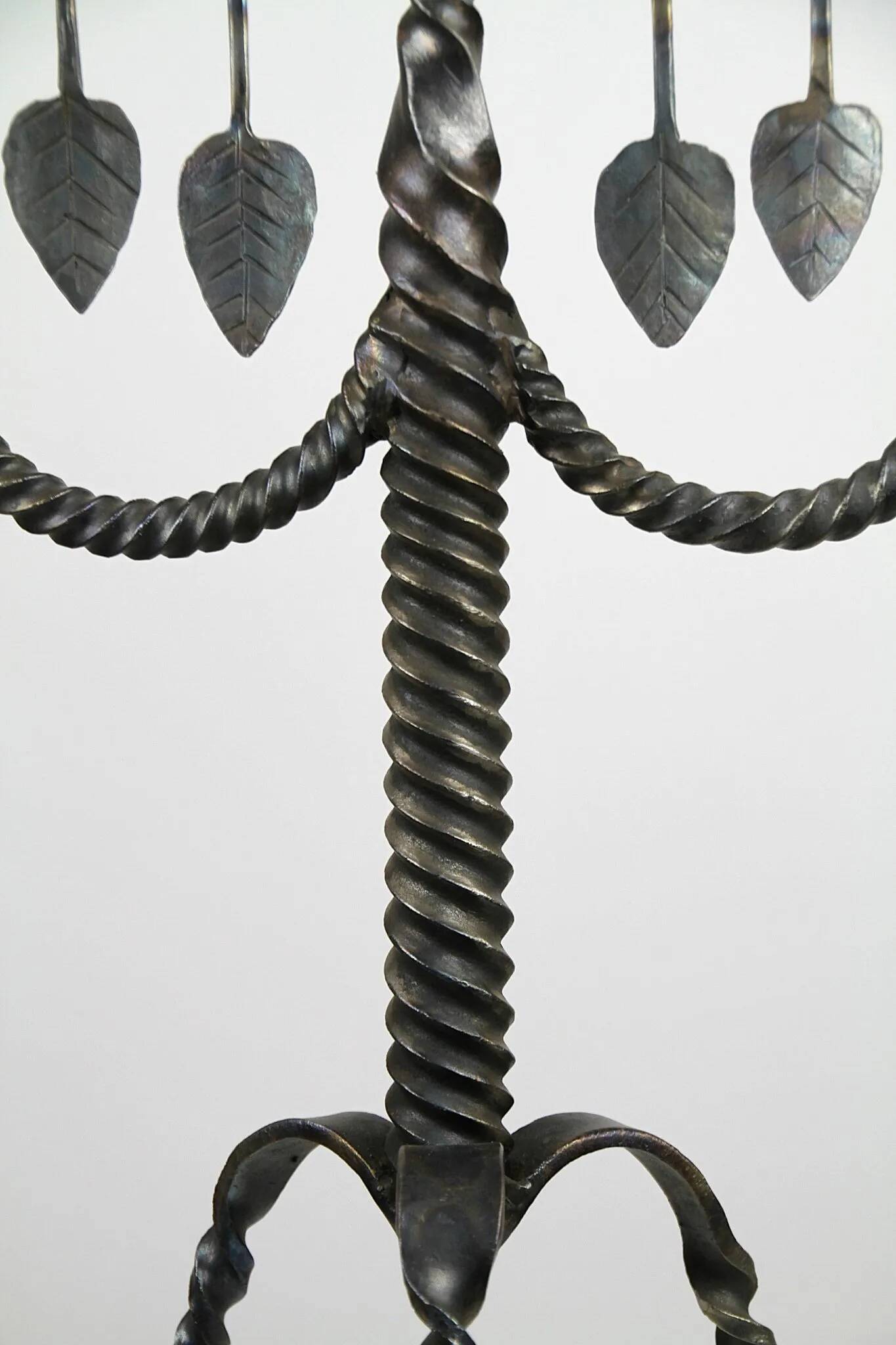 Hand-Forged Wrought Iron Brutalist Candelabra, Scandinavia — circa 1960s/1970s