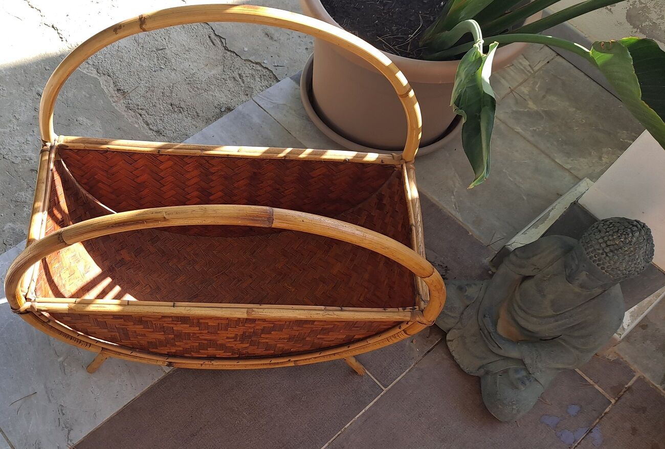 Large vintage rattan/bamboo magazine  rack Italian