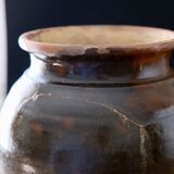 Old glazed terracotta pot