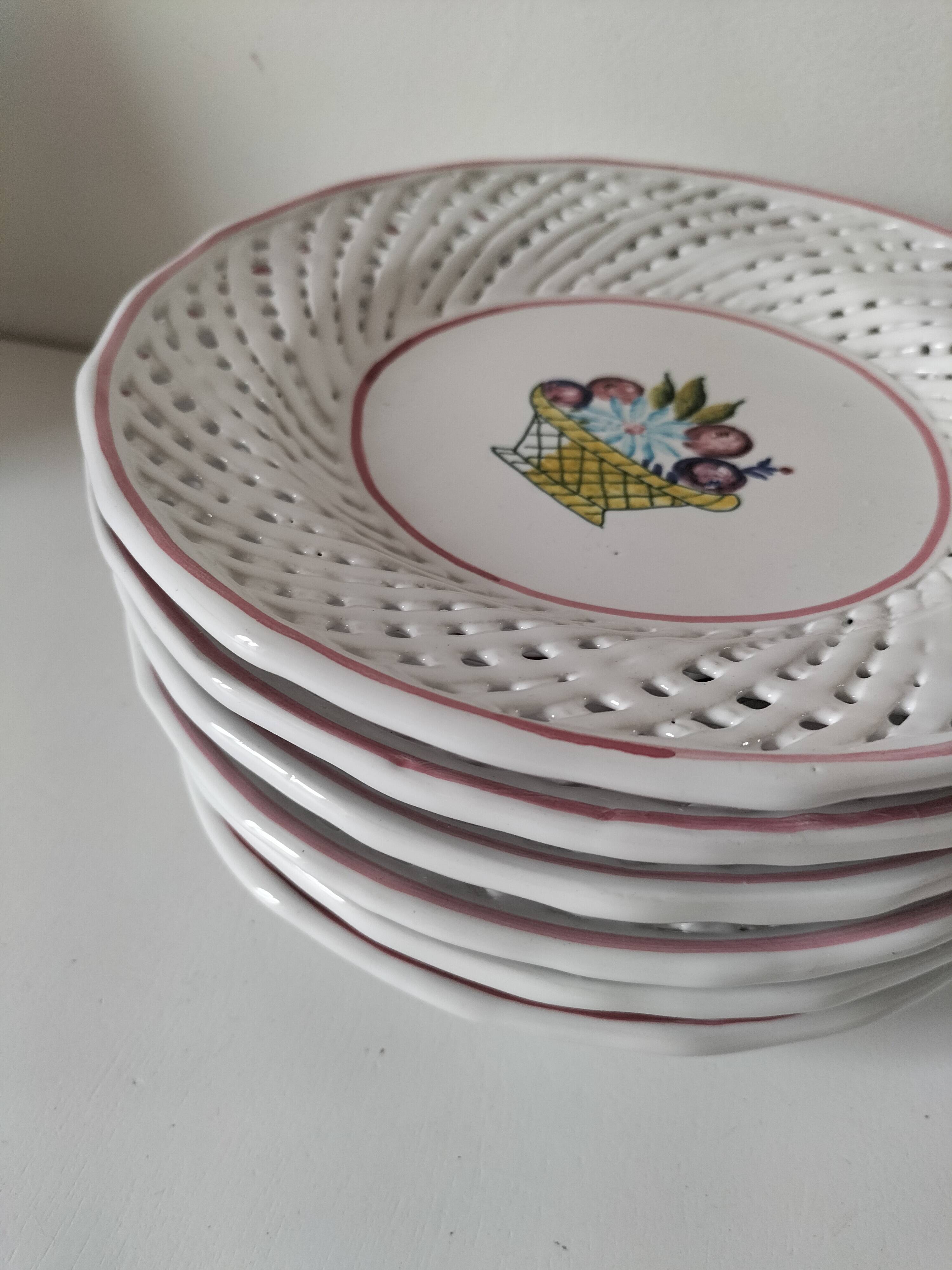 6 pierced dessert plates Portugal