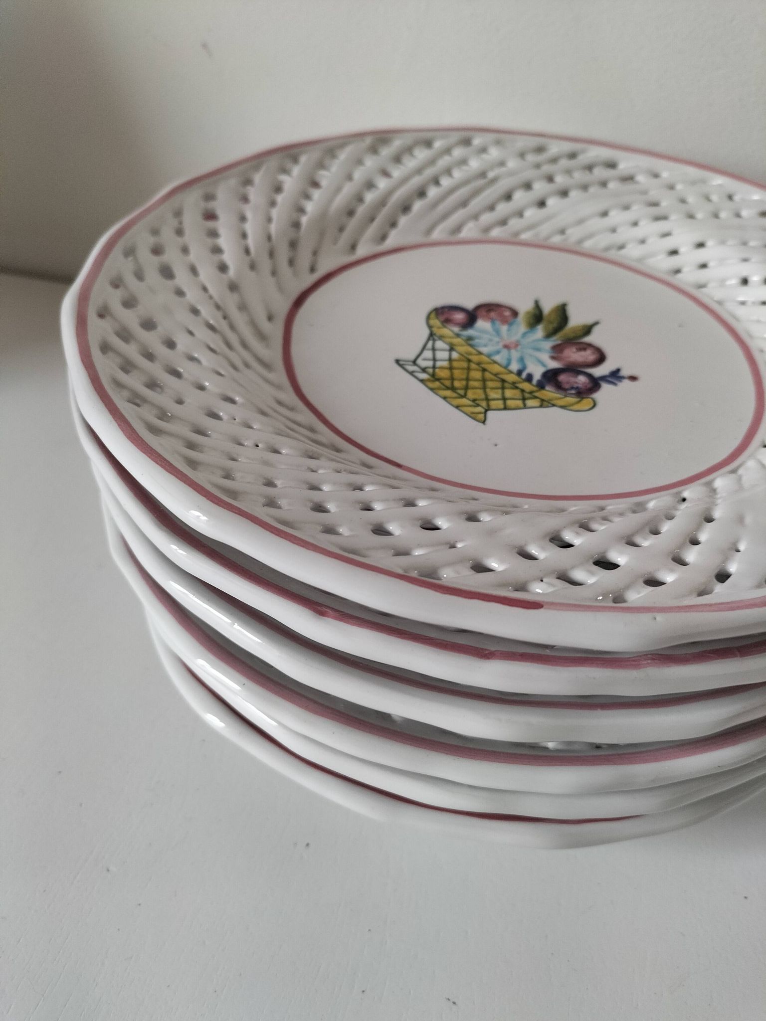 6 assiettes à dessert ajourées Portugal