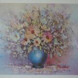 Cadre en bois de couleur doré marbré avec son verre 57, 50 x 42.50 cm