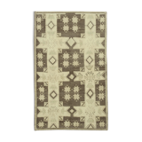 1970s handwoven wool anatolian beige carpet 138 cm x 224 cm