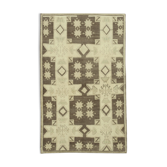 Tapis Beige Anatolien en laine tissée à la main 138 cm x 224 cm