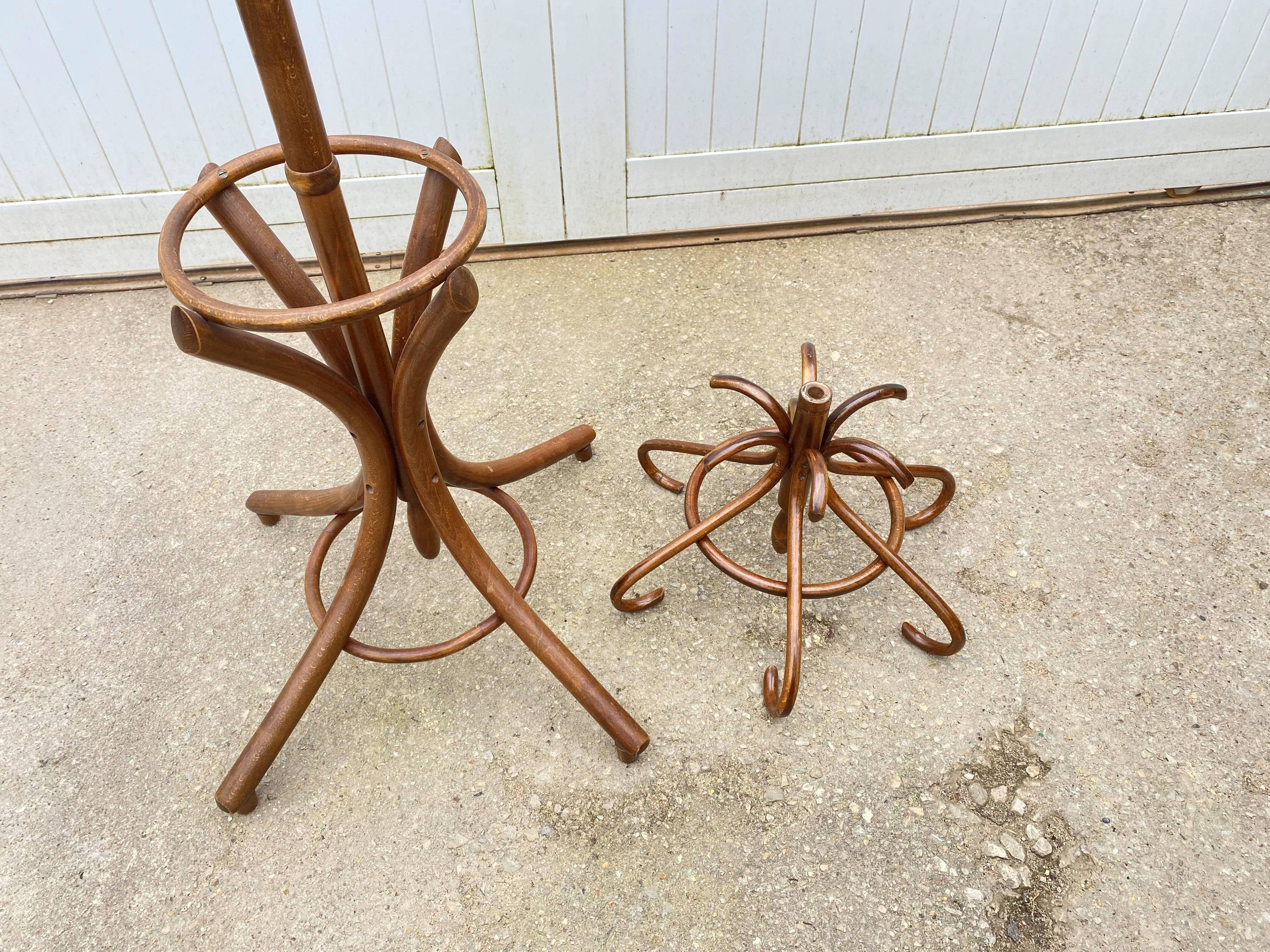 1960s bistro swivel parrot coat rack, curved wood