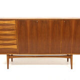 Enfilade scandinave en noyer, Möbelfabrik Linen, Horda, Suède, 1960