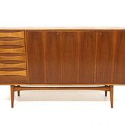 Scandinavian walnut sideboard, Möbelfabrik Linen, Horda, Sweden, 1960