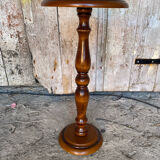 Antique Turned Wood Side Table + Stone Base Vintage Plant Stand