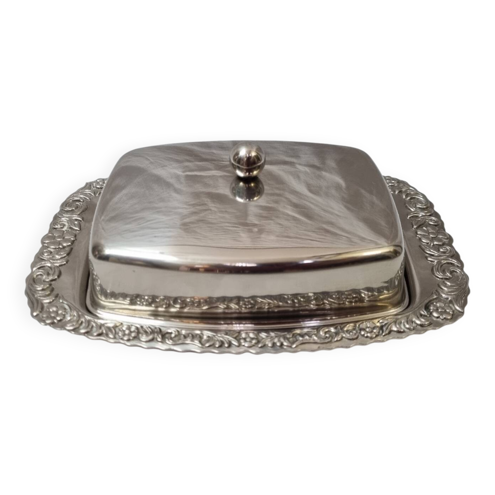 Silver butter dish