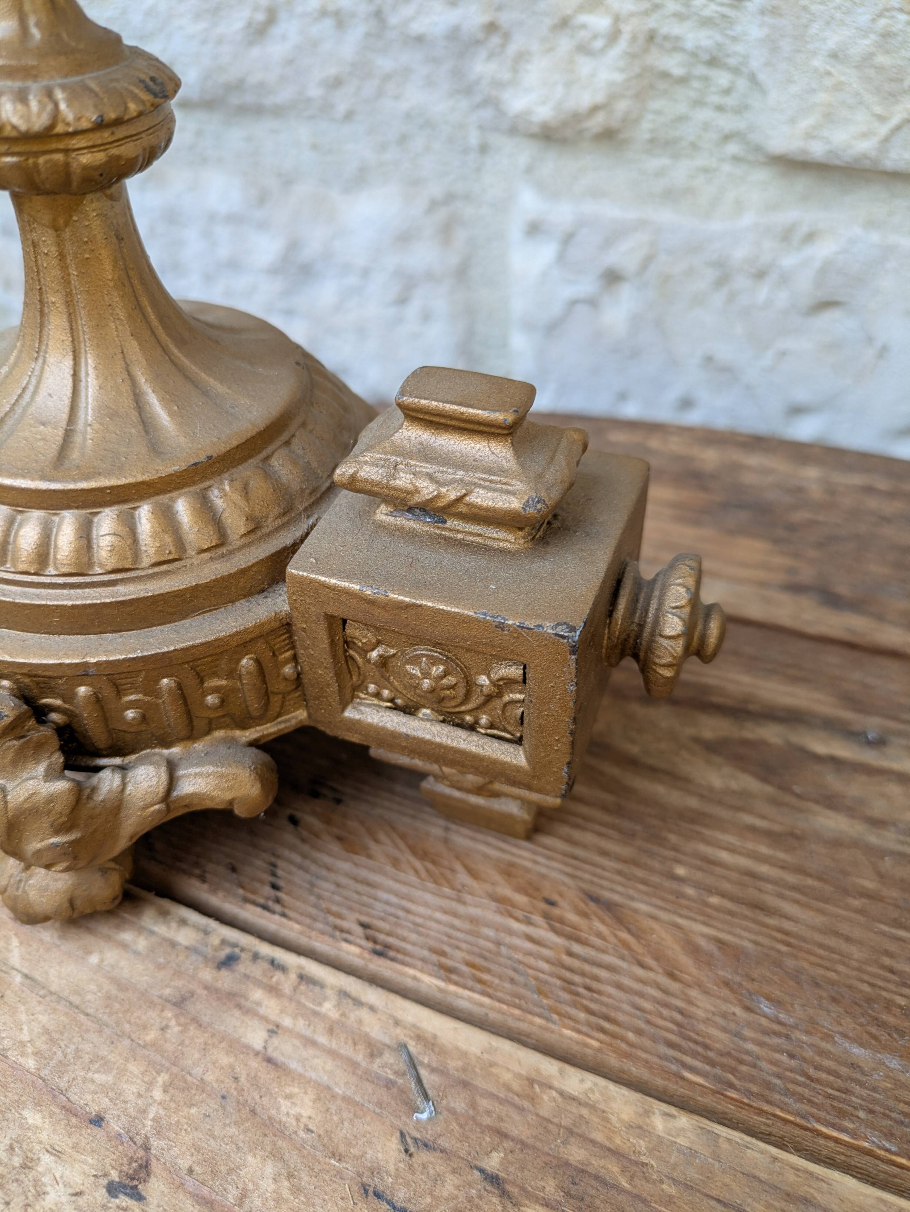 Pair of metal candelabra candle holders with 5 branches, 41cm