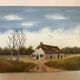 Petit tableau paysage de campagne huile sur toile