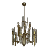Sciolari paire lustre verre et laiton