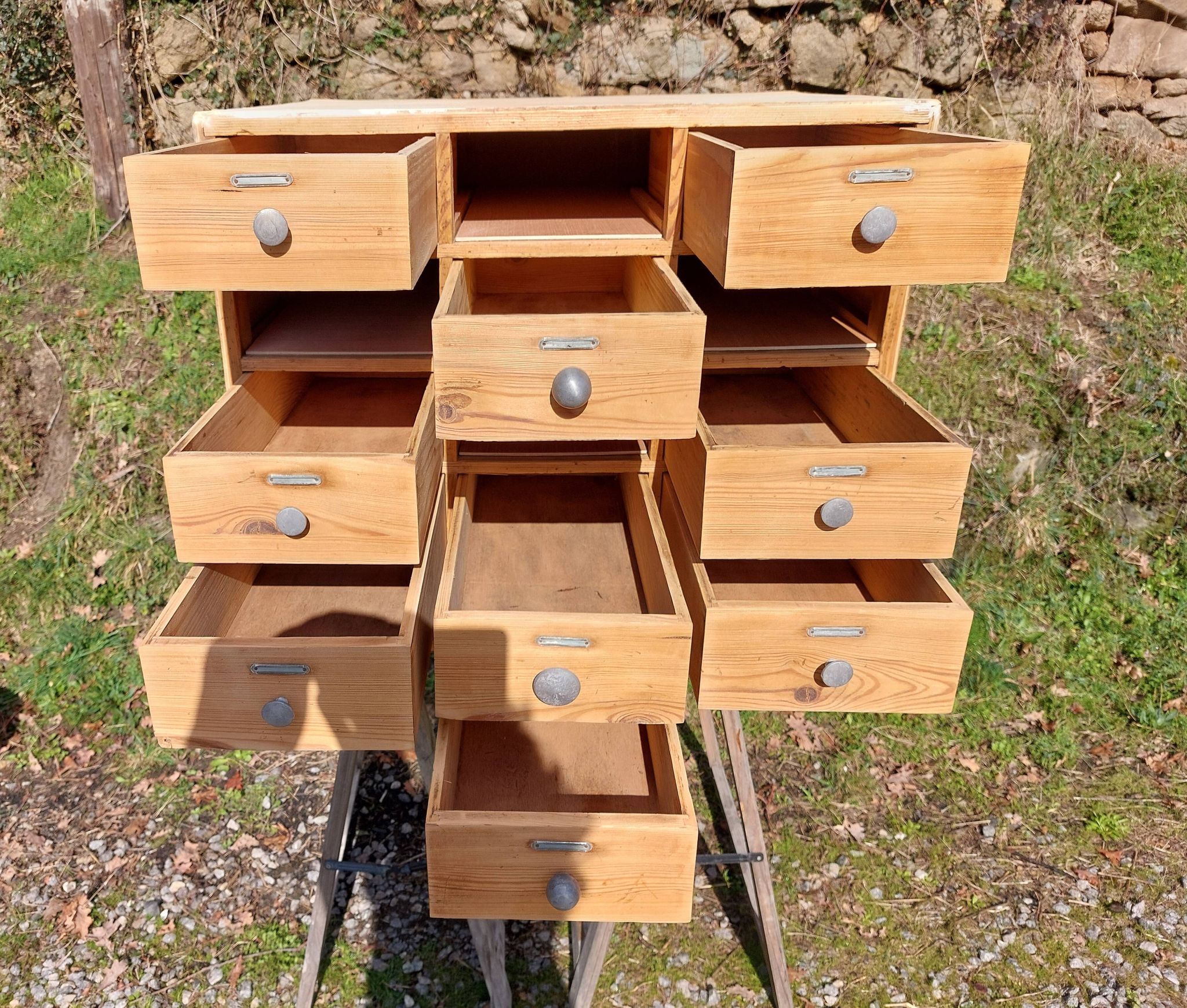 meuble de métier en bois, meuble à tiroirs