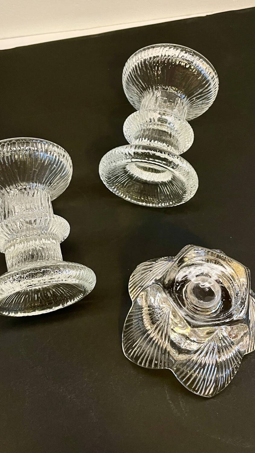 Bougeoirs cristal façon littala vintage