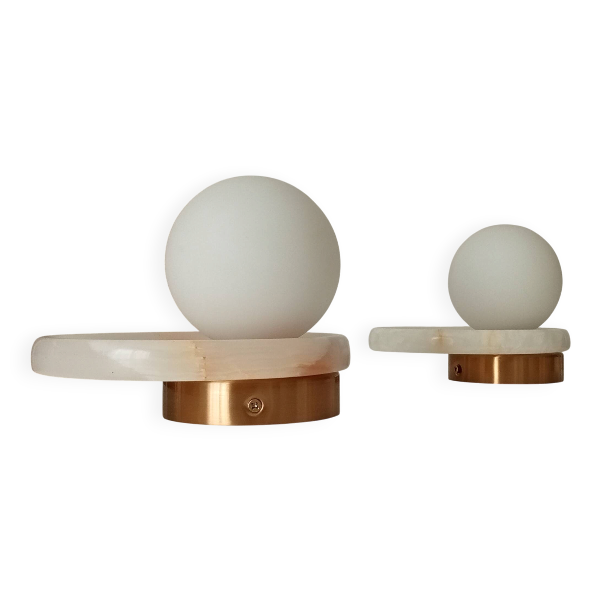 Pair of modern wall sconces Onyx and Opaline