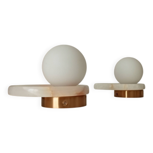 Paire d'appliques murale - opaline