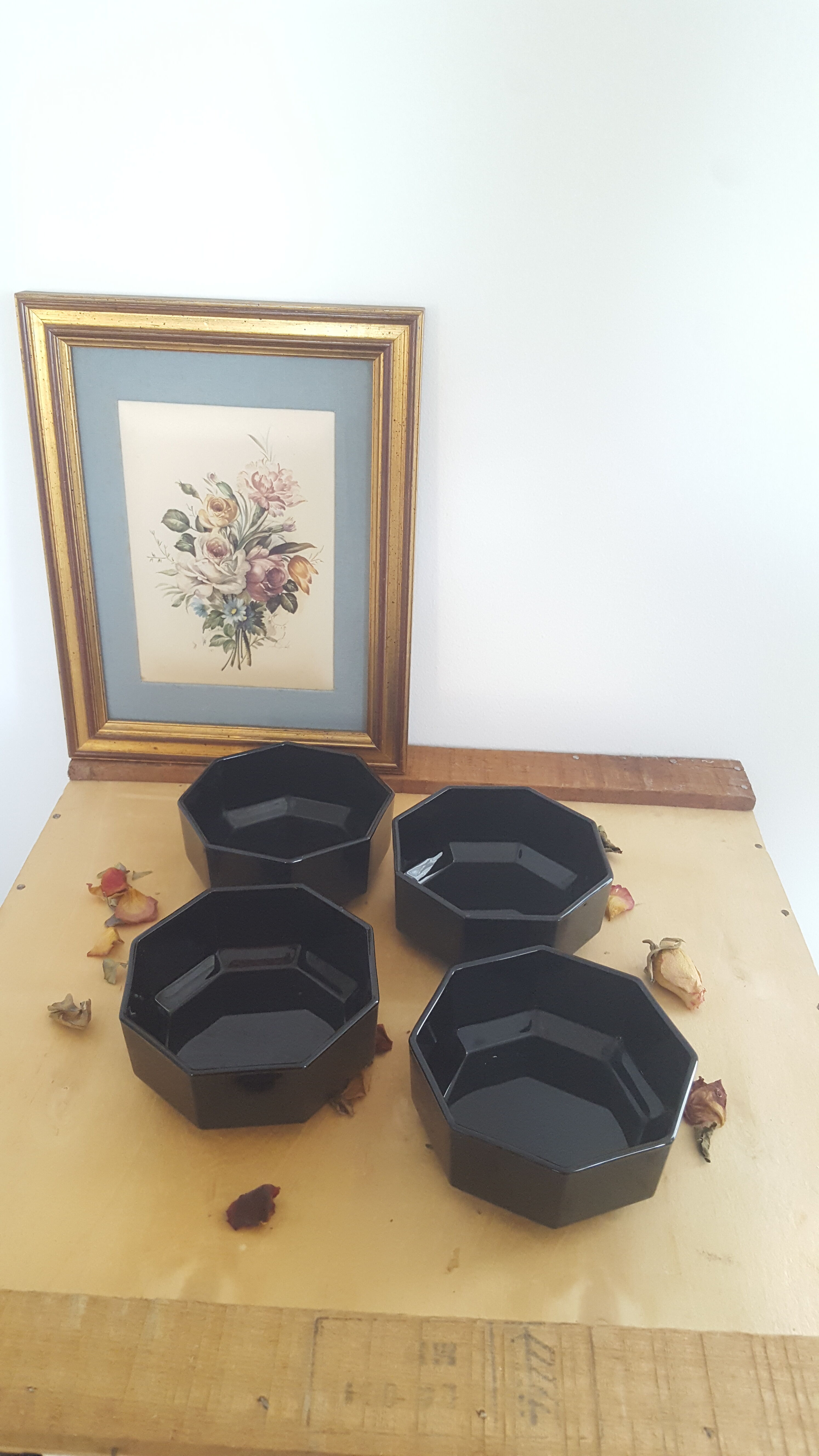 Vintage black Arcoroc ramekins