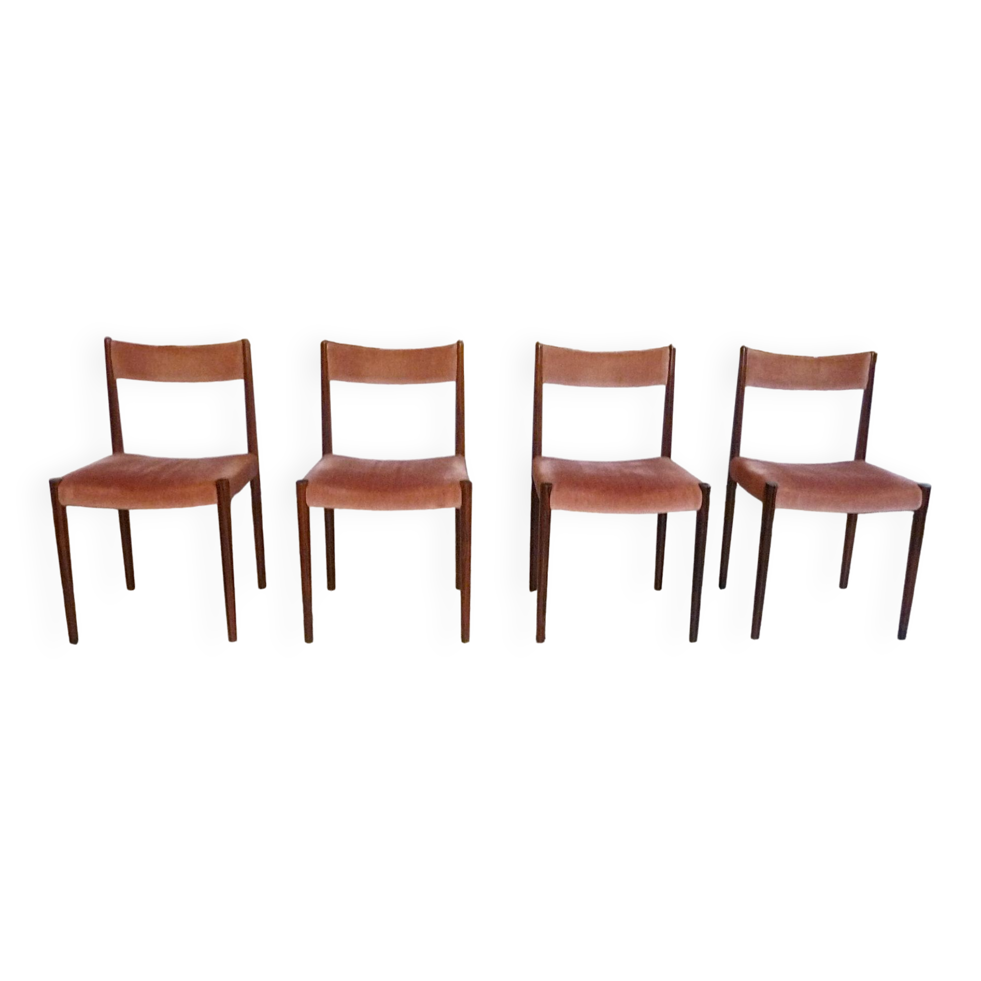 Set of 4 Velvet Dining Chairs in Walnut from Lübke, Germany 1960s