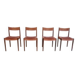 Set of 4 Velvet Dining Chairs in Walnut from Lübke, Germany 1960s