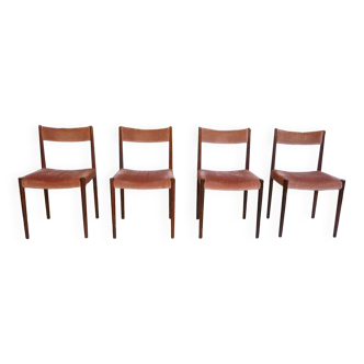Set of 4 Velvet Dining Chairs in Walnut from Lübke, Germany 1960s