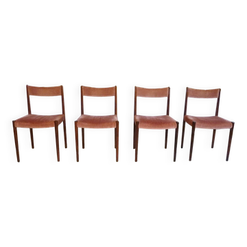 Set of 4 Velvet Dining Chairs in Walnut from Lübke, Germany 1960s