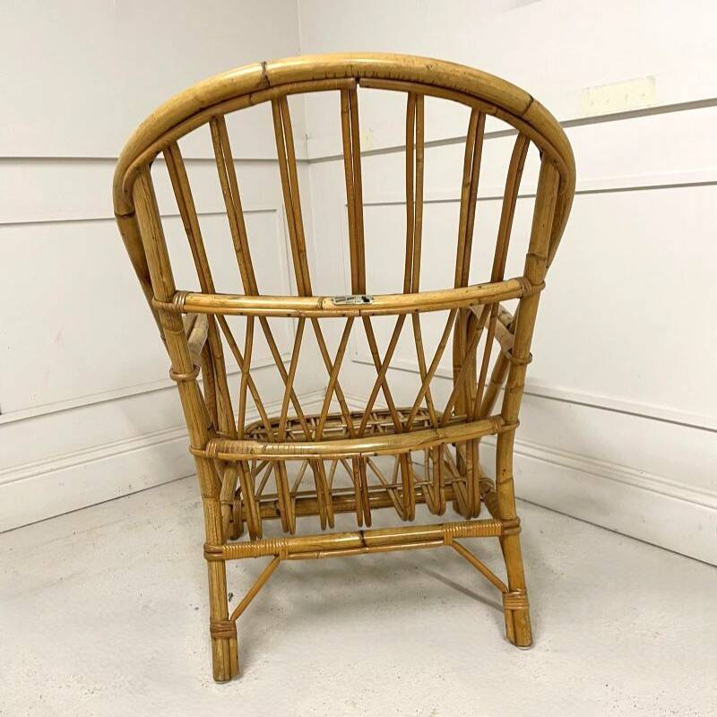 Fauteuil lounge rotin Audoux Minnet - Années 60