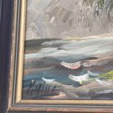 Painting signed Mogisse – Original oil painting, bouquet of flowers (with