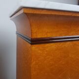Pair of empire style columns - cedar burl plating - brass and marble