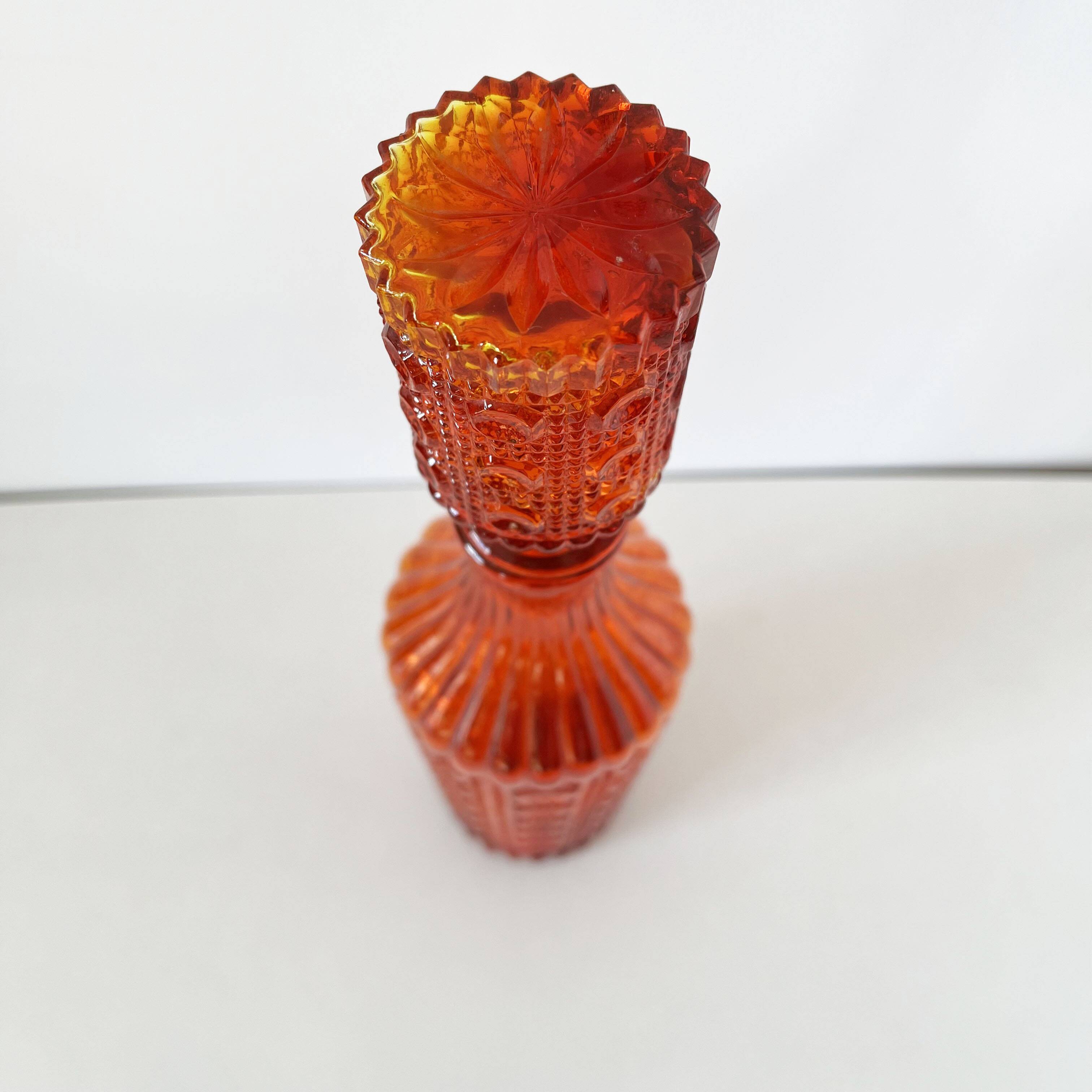 Italian carafe empoli orange red 1960