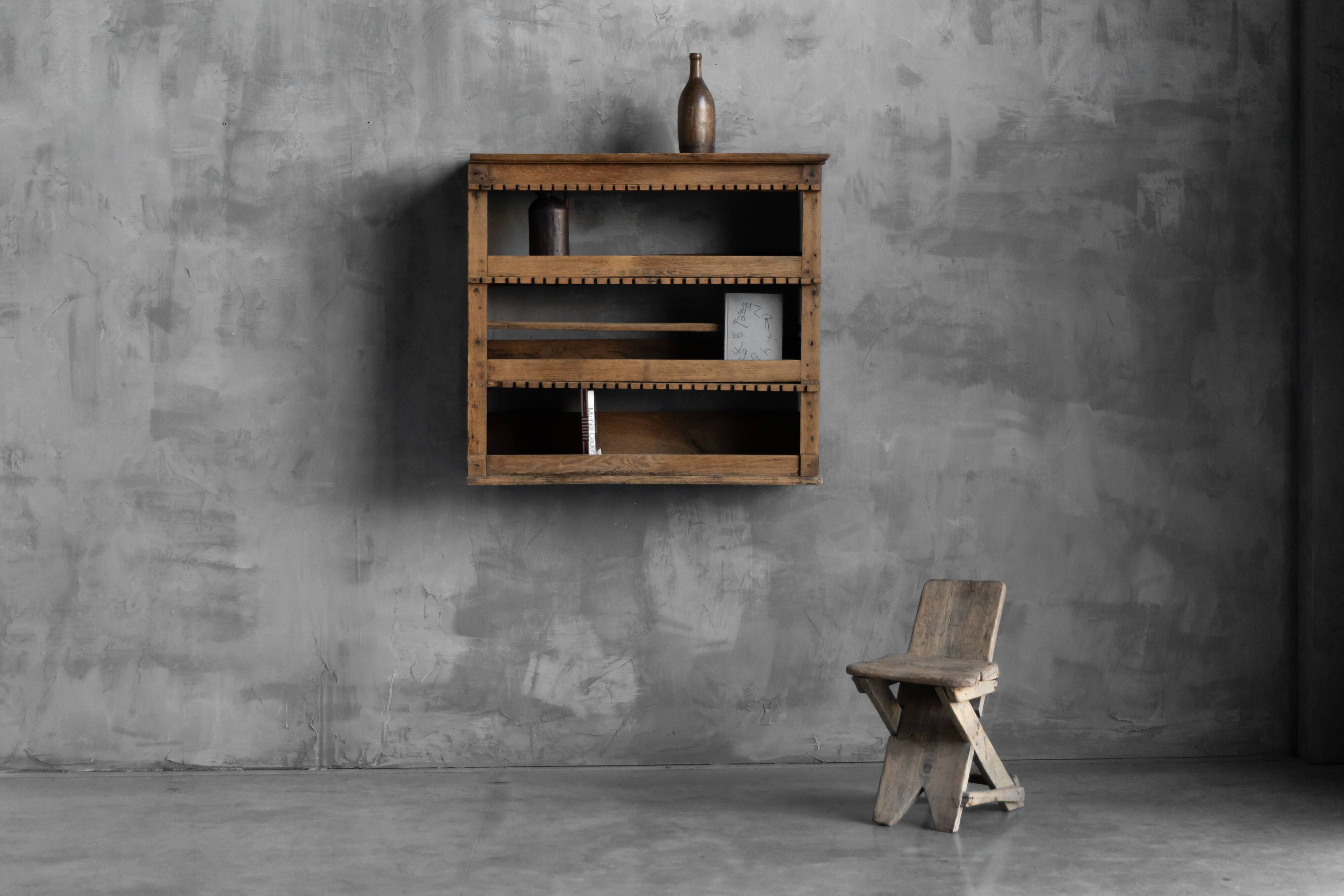 Rustic art populaire wall-mounted shelf, France, 19th century