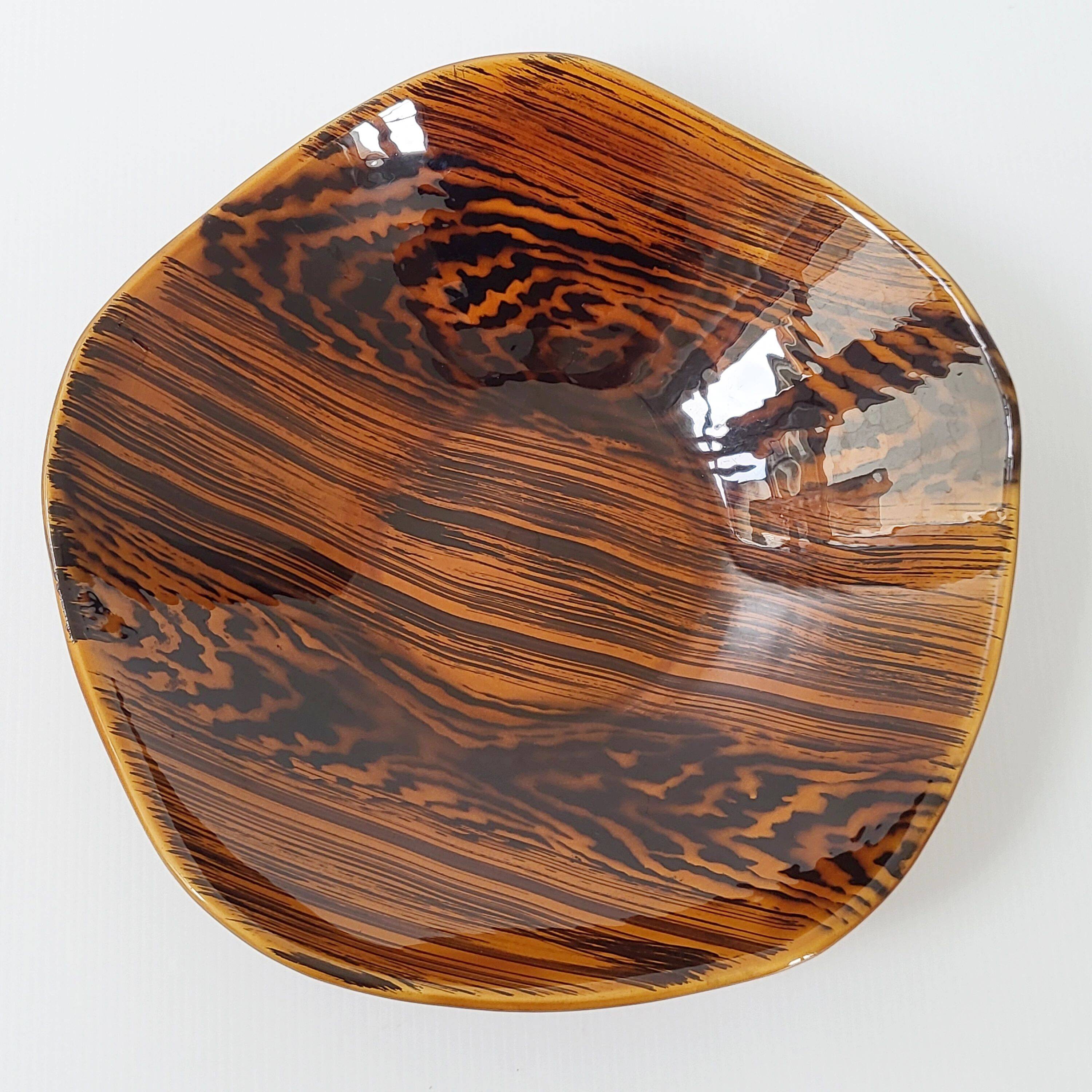 Vintage cup dish Digoin Sarreguemines 1960 mahogany