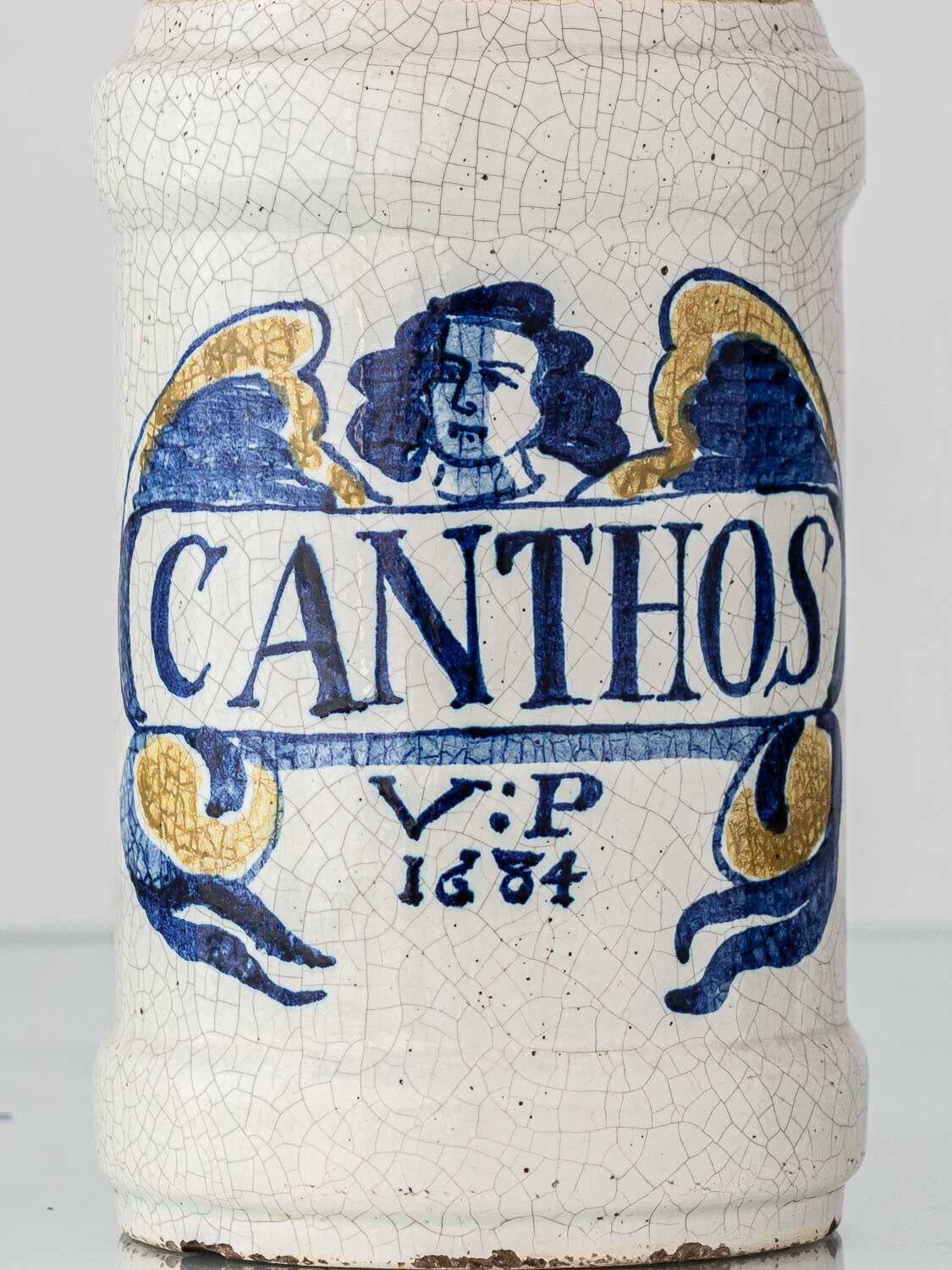 Italian Majolica Albarello table lamp, pharmacy, 19th century.