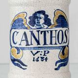 Italian Majolica Albarello table lamp, pharmacy, 19th century.